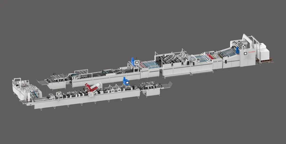 Double Sheets Pasting  Paper Bag Machine With Auto Bottom Cardboard Production Line A+B