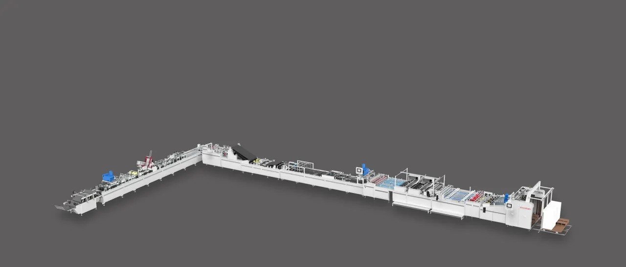 Fully Automatic Luxury Paper Bag Production Line With Two Sheets /Single Sheet Feeding Four Top Cards Pasting One Bottom Card Placing