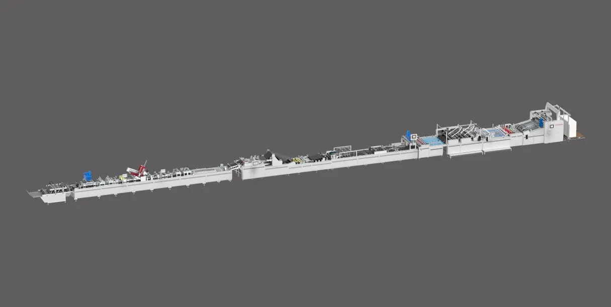 Fully Automatic Luxury Paper Bag Production Line With Two Sheets/Single Sheet Feeding Four Top Cards Pasting One Bottom Card Placing