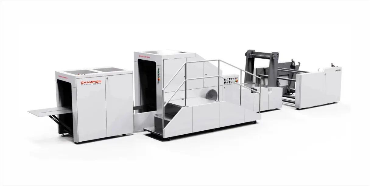 Roll Fed Inline Auto Paper Bag Machine With 4 Color Flexo Printing Machine Inline