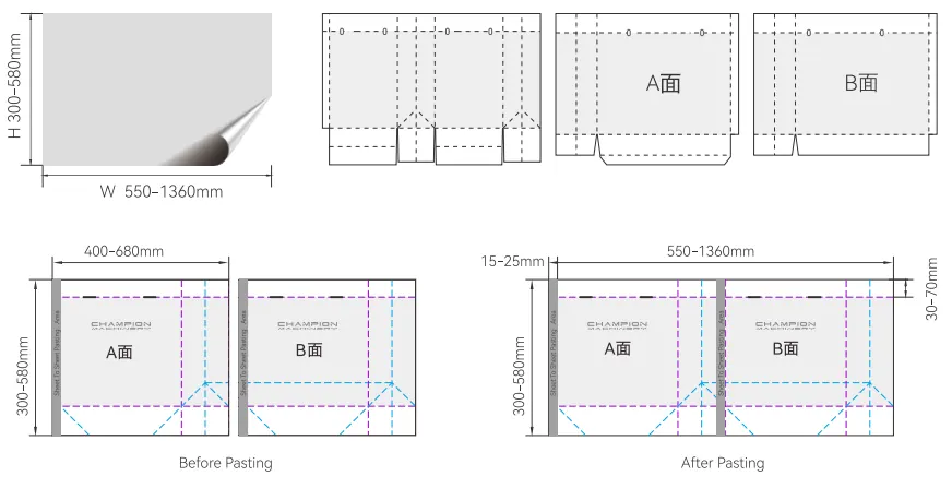 Fully Automatic Luxury Paper Bag Production Line With Two Sheets /Single Sheet Feeding Four Top Cards Pasting One Bottom Card Placing