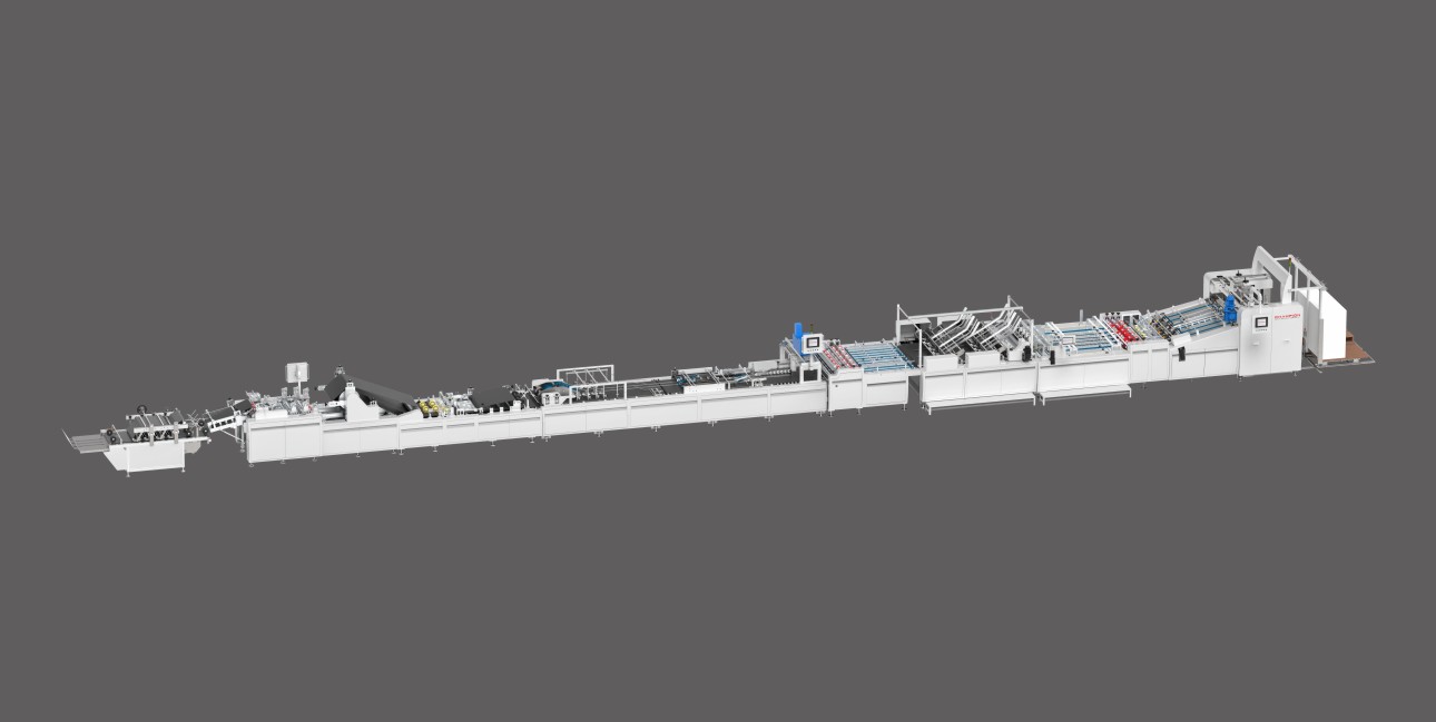 Double Sheets Pasting Paper Bag Machine With Auto 4 PCS Top Cardboard Production Line