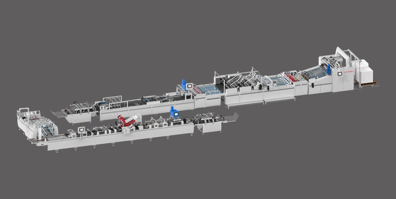 Double Sheets Pasting  Paper Bag Machine With Auto Bottom Cardboard Production Line A+B